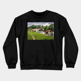 Halfpenny Bridge and Thames Path Lechlade Crewneck Sweatshirt